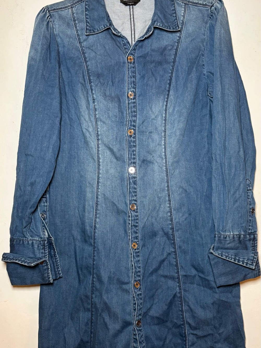 bebe Medium Blue Denim Button-Front Jacket
